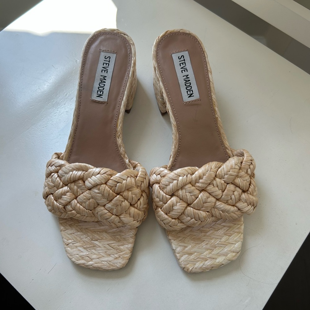 Steve Madden Cream Braided Heels